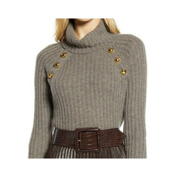 Halogen Sweater Brown Button Raglan Sleeves - Picture 1 of 7